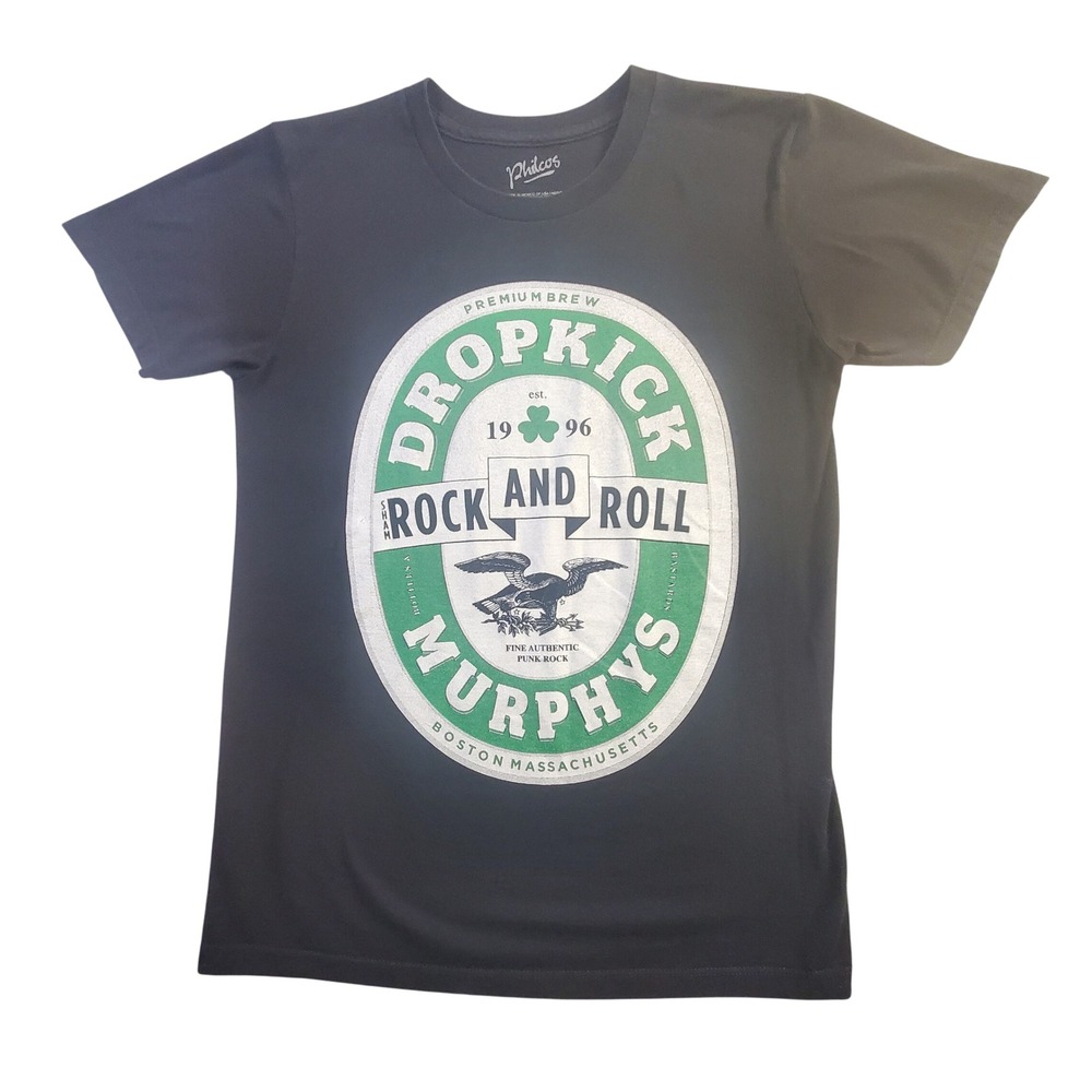 Dropkick Murphys Philcos Black Graphic T-Shirt Rock and Roll Shamrock Men Small